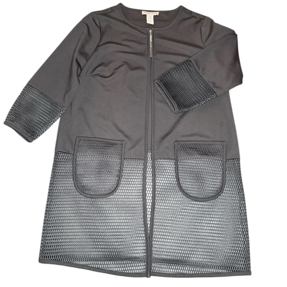 Sharon Young Black Mixed Media Modern Jacket - Picture 3 of 5